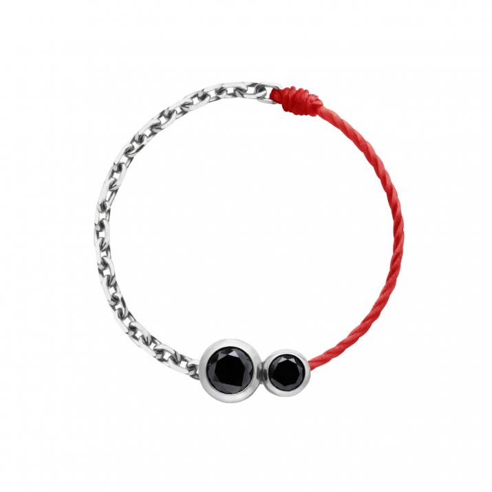 String Ring with 0.15ct Round Black Diamond in White Gold Bezel Setting - Redline