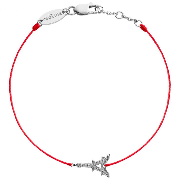 String Bracelet For Women with 0.05ct Round Diamond in White Gold Pavé Setting - Redline - 0++