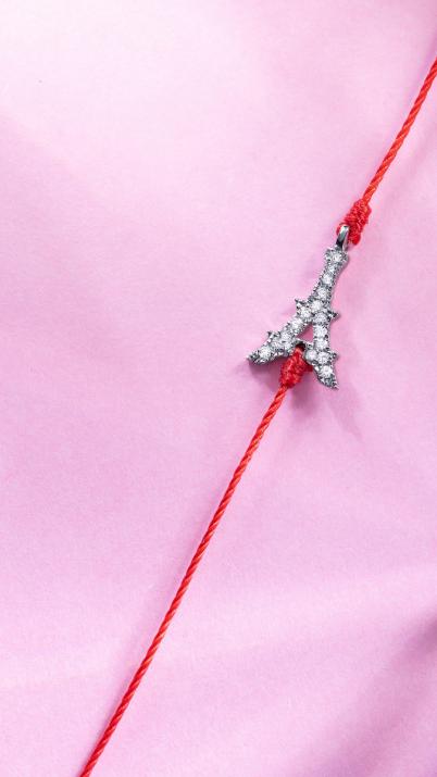 String Bracelet For Women with 0.05ct Round Diamond in Black Gold Pavé Setting - Redline - 0++