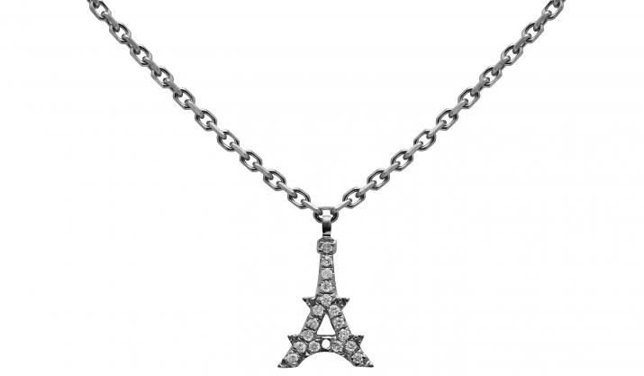 Chain Necklace For Women with 0.05ct Round Diamond in Black Gold Pavé Setting - Redline - 0++