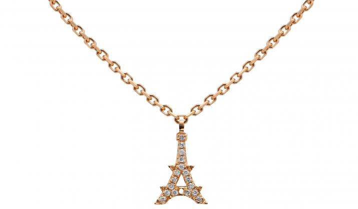 Chain Necklace For Women with 0.05ct Round Diamond in Rose Gold Pavé Setting - Redline - 0++