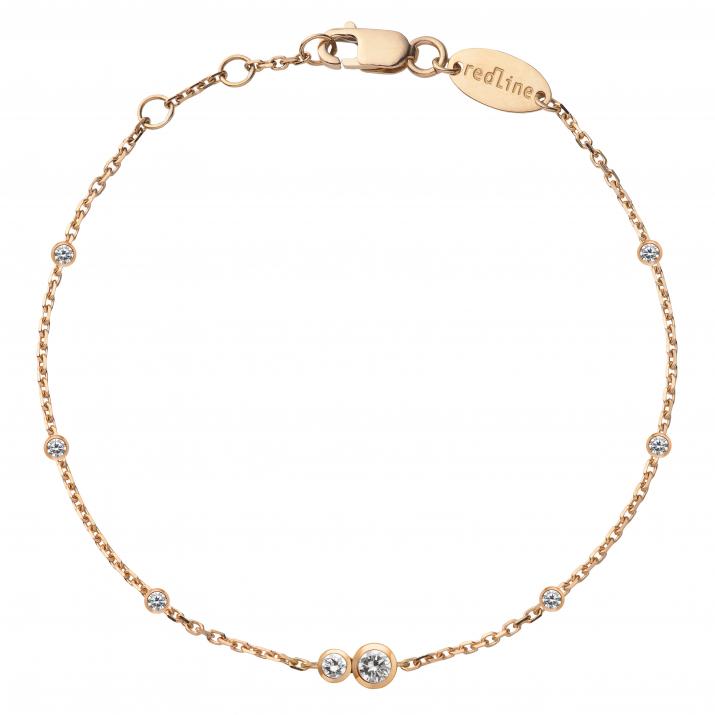 Chain Bracelet For Women with 0.15ct Round Diamond in Rose Gold Bezel Setting - Redline - 0++