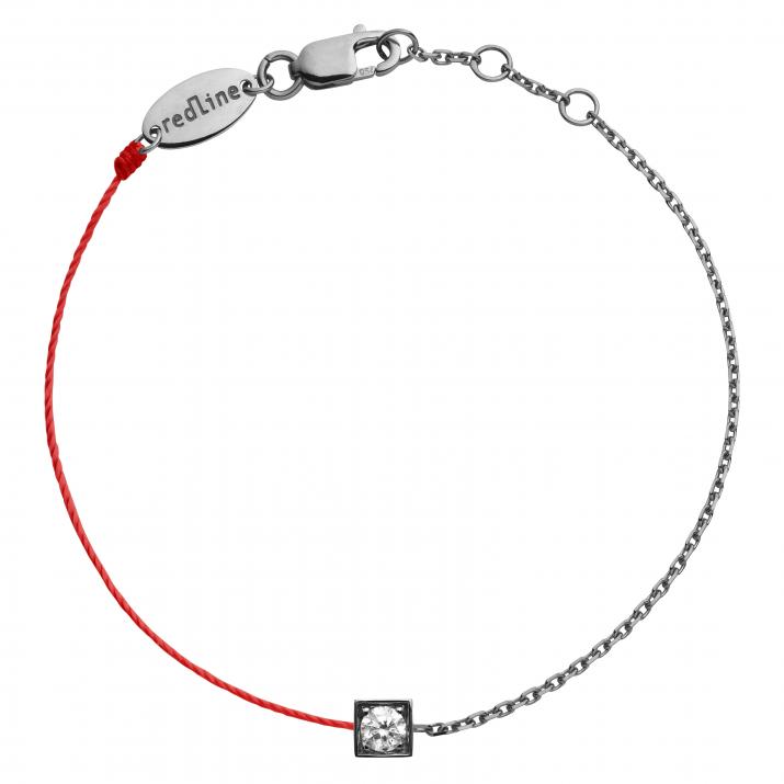 String Bracelet For Men with 0.10ct Round Diamond in Black Gold Square Setting - Redline