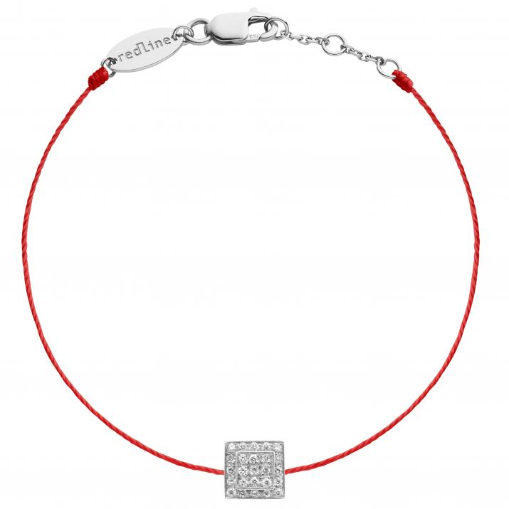 String Bracelet For Women with 0.13ct Round Diamond in White Gold Bezel Setting - Redline - 0++