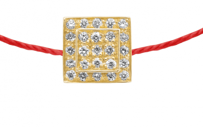 String Bracelet For Women with 0.13ct Round Diamond in Yellow Gold Bezel Setting - Redline - 0++