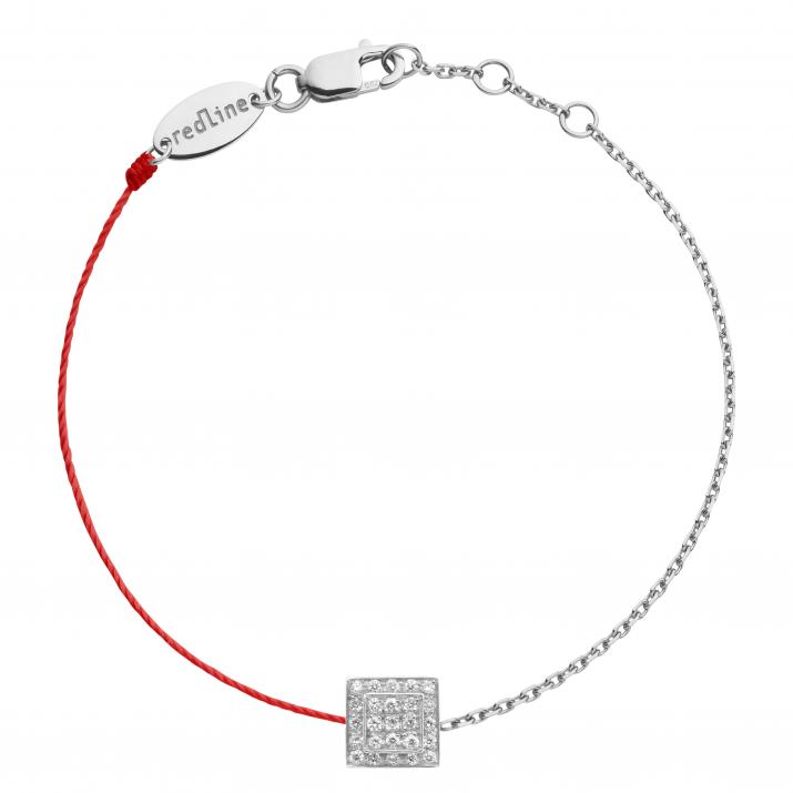String-Chain Bracelet For Women with 0.13ct Round Diamond in White Gold Bezel Setting - Redline - 0++