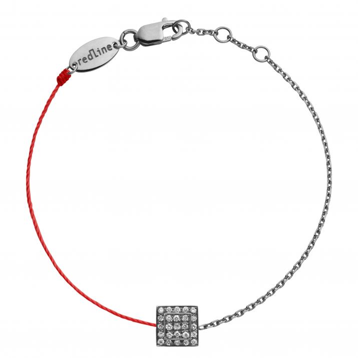 String-Chain Bracelet For Women with 0.13ct Round Diamond in Black Gold Bezel Setting - Redline - 0++