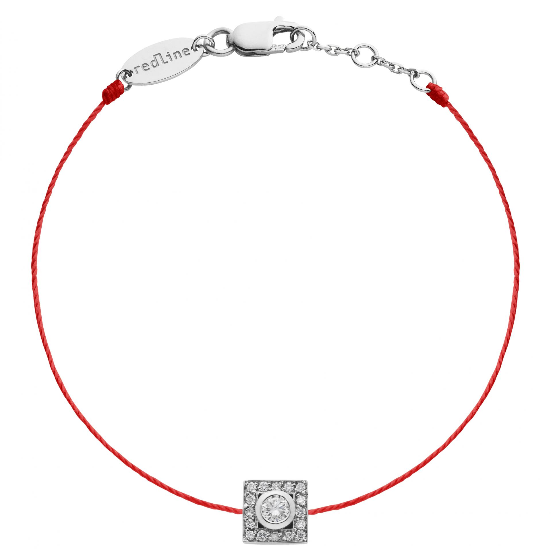 Redline Jewerly So Vip Cube String Bracelet For Women with 0.18ct Round Diamond in White Gold Bezel Setting Redline