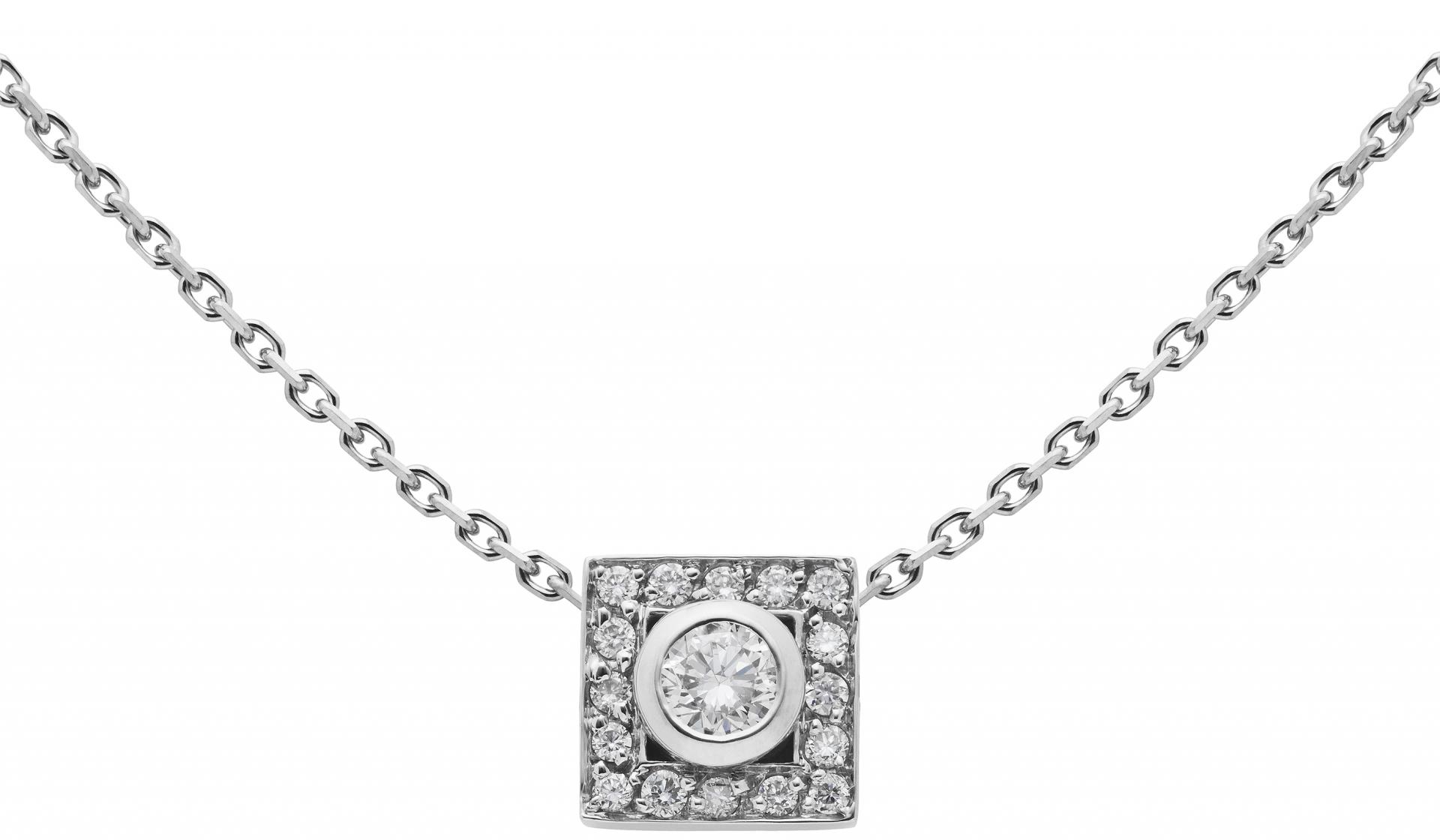 Redline Jewerly So Vip Cube Chain Necklace For Women With 0 18ct Round Diamond In White Gold Bezel Setting Redline