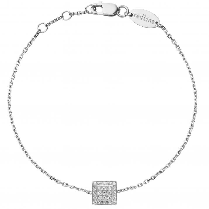 Chain Bracelet For Women with 0.13ct Round Diamond in White Gold Bezel Setting - Redline