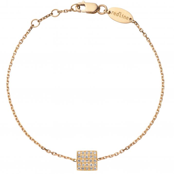Chain Bracelet For Women with 0.13ct Round Diamond in Rose Gold Bezel Setting - Redline