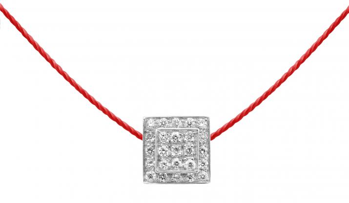 String Necklace For Women with 0.13ct Round Diamond in White Gold Bezel Setting - Redline