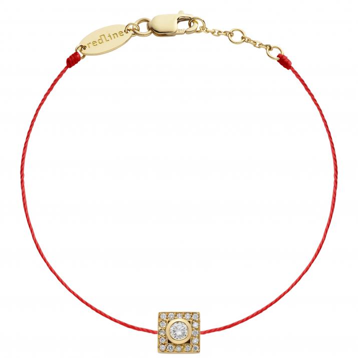 String Bracelet For Women with 0.18ct Round Diamond in Yellow Gold Bezel Setting - Redline