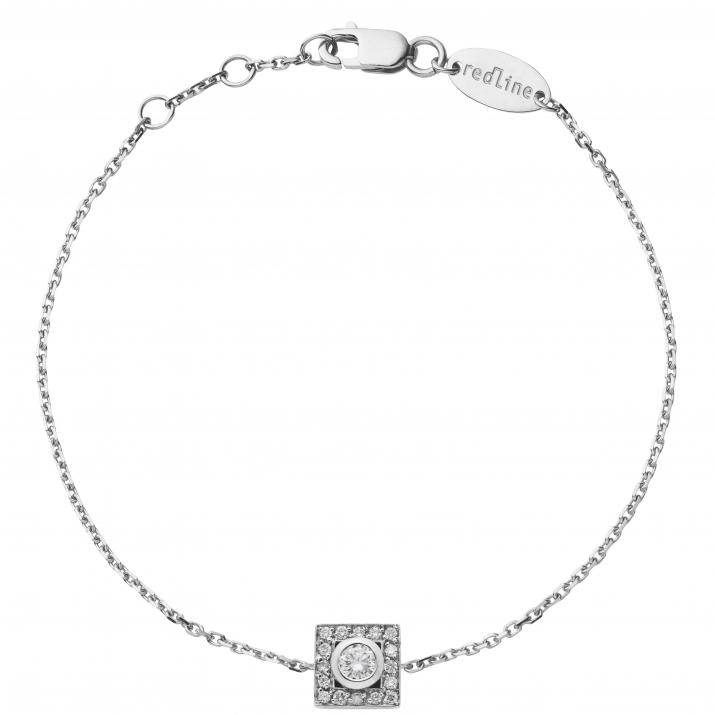 Chain Bracelet For Women with 0.18ct Round Diamond in White Gold Bezel Setting - Redline