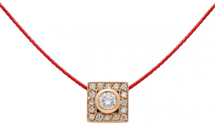 String Necklace For Women with 0.18ct Round Diamond in Rose Gold Bezel Setting - Redline