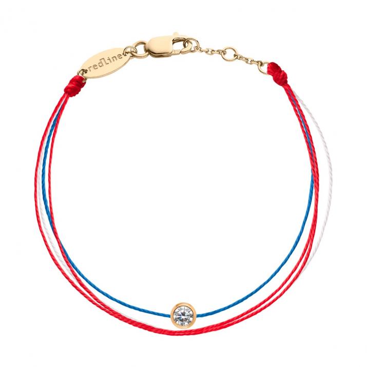 Multistring Bracelet For Women with 0.01ct Round Diamond in Yellow Gold Bezel Setting - Redline - 0++