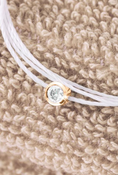 Multistring Bracelet For Women with 0.10ct Round Diamond in Rose Gold Bezel Setting - Redline - 0++