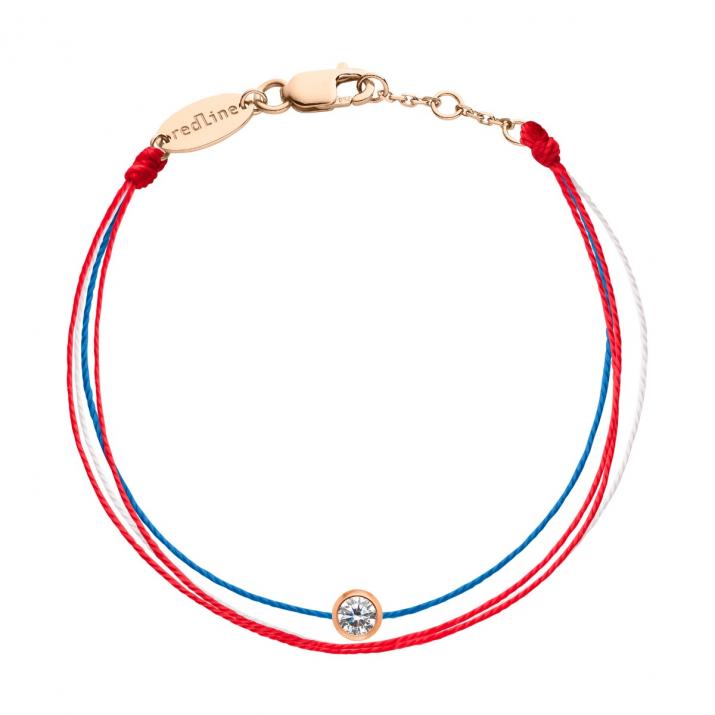 Multistring Bracelet For Women with 0.01ct Round Diamond in Rose Gold Bezel Setting - Redline - 0++