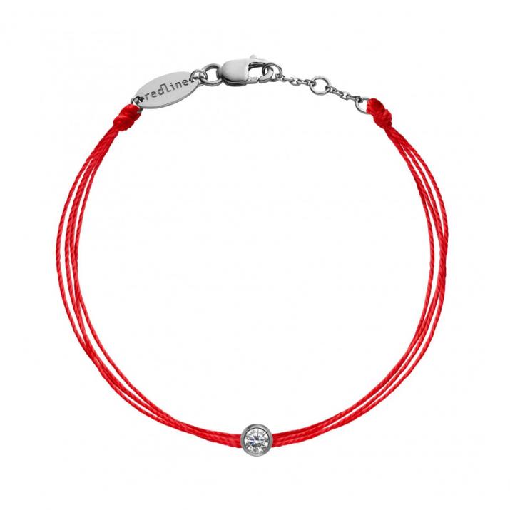 Multistring Bracelet For Women with 0.10ct Round Diamond in Black Gold Bezel Setting - Redline - 0++