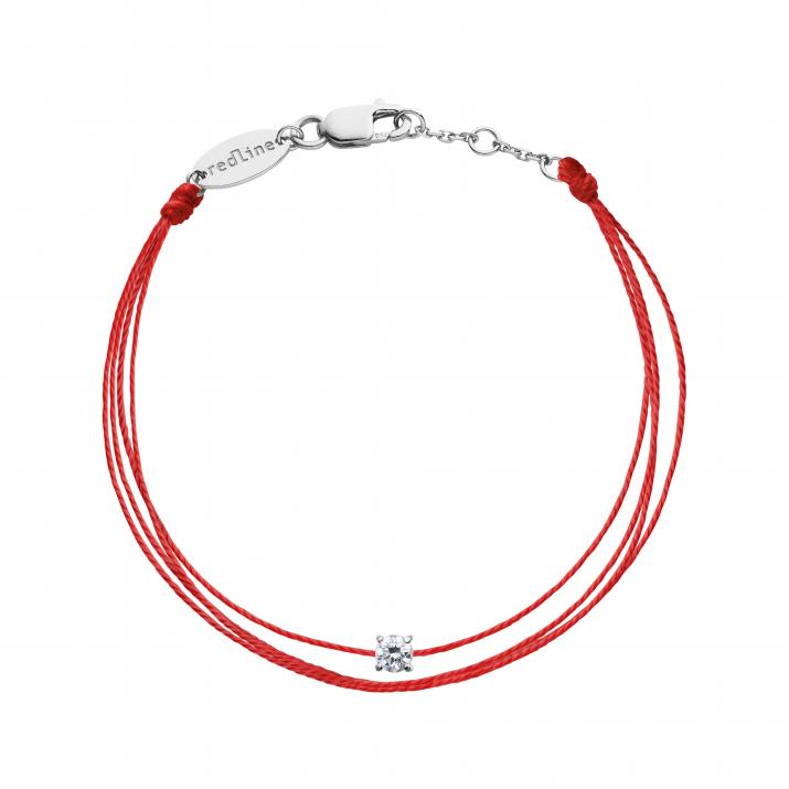 Multistring Bracelet For Women with 0.08ct Round Diamond in White Gold Prong Setting - Redline