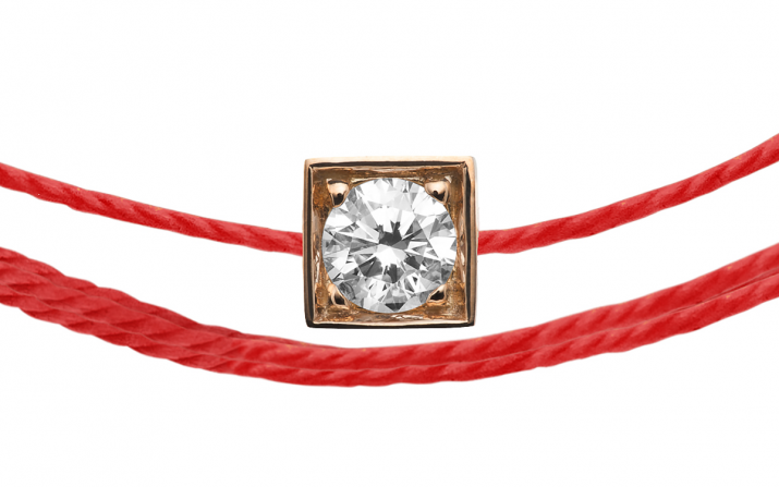 Multistring Bracelet For Men with 0.10ct Round Diamond in Rose Gold Square Setting - Redline - 0++