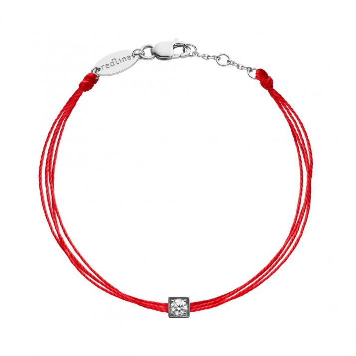 Multistring Bracelet For Women with 0.10ct Round Diamond in White Gold Square Setting - Redline - 0++