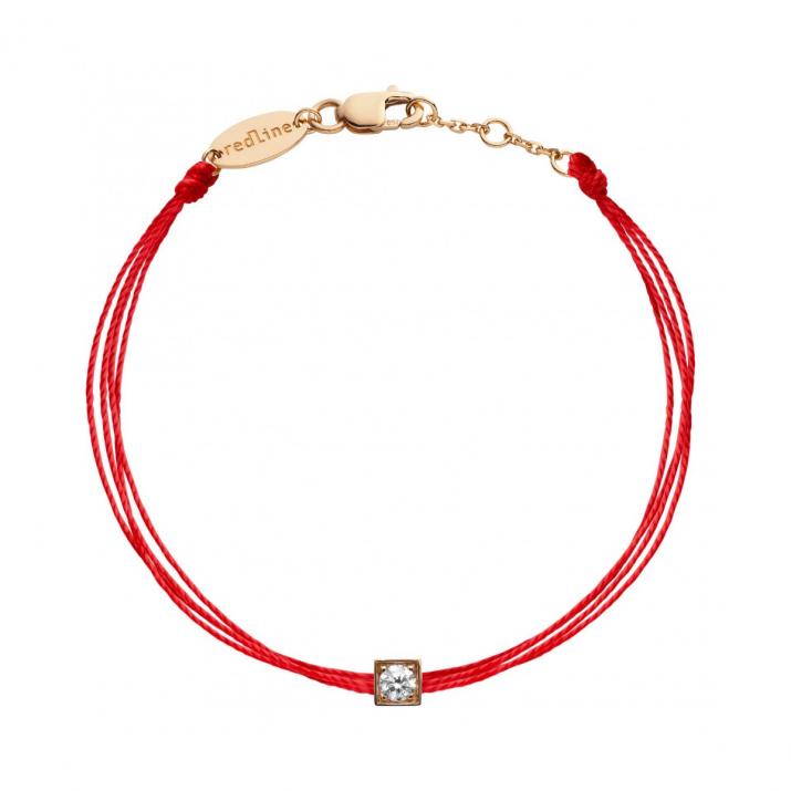 Multistring Bracelet For Women with 0.10ct Round Diamond in Rose Gold Square Setting - Redline - 0++