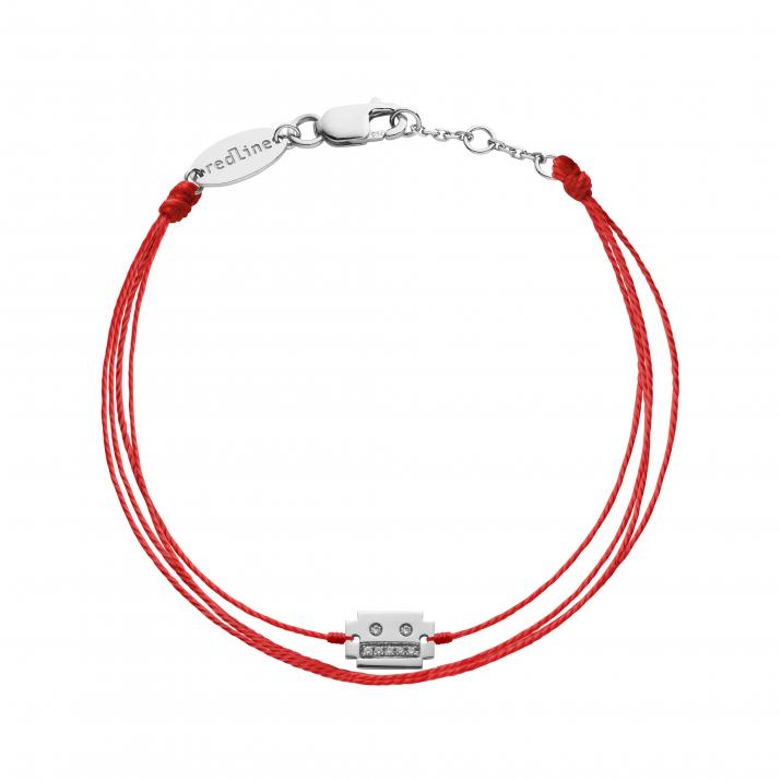 Multistring Bracelet For Women with 0.04ct Diamond Robot in White Gold Pavé Setting - Redline - 0++