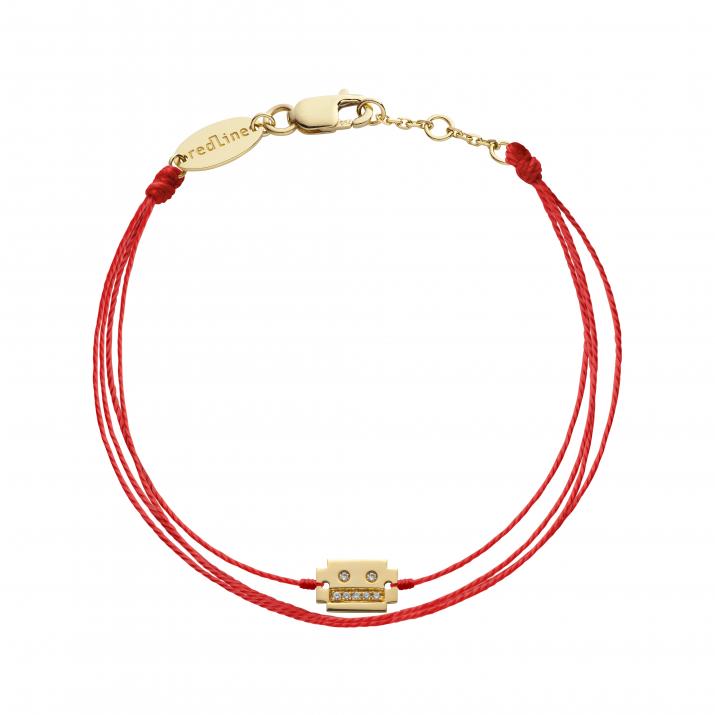 Multistring Bracelet For Women with 0.04ct Diamond Robot in Yellow Gold Pavé Setting - Redline - 0++