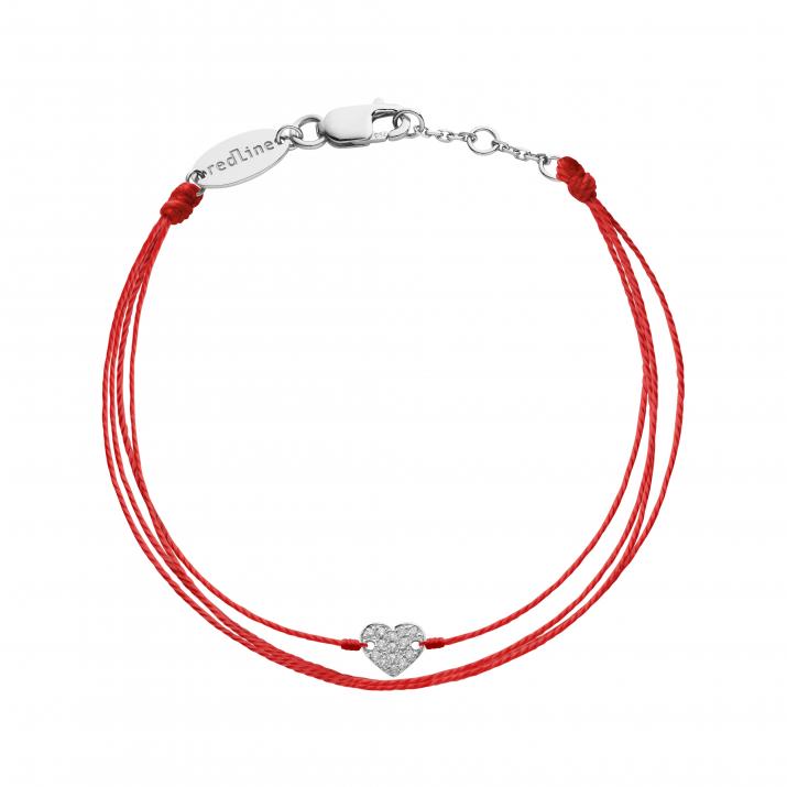 Multistring Bracelet For Women with 0.07ct Round Diamond in White Gold Pavé Setting - Redline - 0++