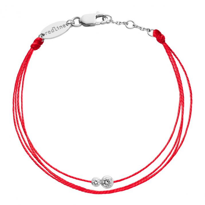 Multistring Bracelet For Men with 0.15ct Round Diamond in White Gold Bezel Setting - Redline - 0++