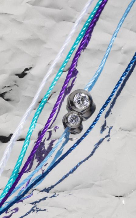 Multistring Bracelet For Women with 0.15ct Round Diamond in Black Gold Bezel Setting - Redline - 0++