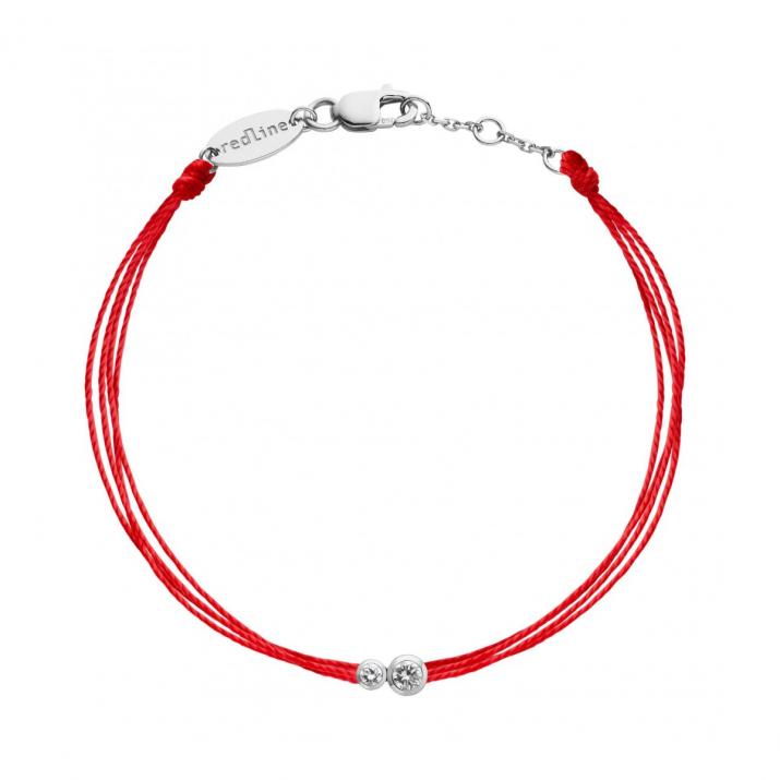 Multistring Bracelet For Women with 0.15ct Round Diamond in White Gold Bezel Setting - Redline - 0++
