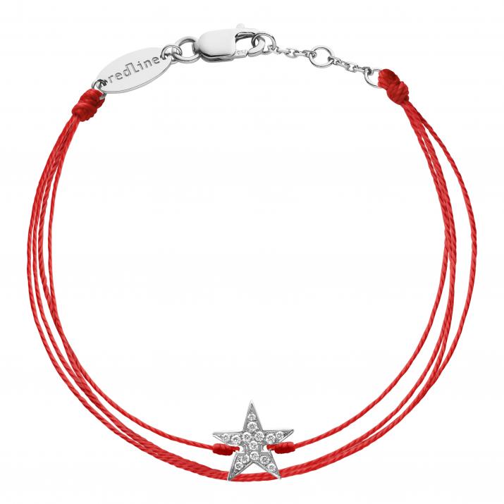 Multistring Bracelet For Women with 0.058ct Star Diamond in White Gold Pavé Setting - Redline - 0++