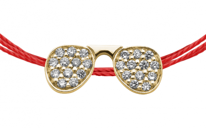 Multistring Bracelet For Women with 0.12ct Round Diamond in Yellow Gold Pavé Setting - Redline - 0++