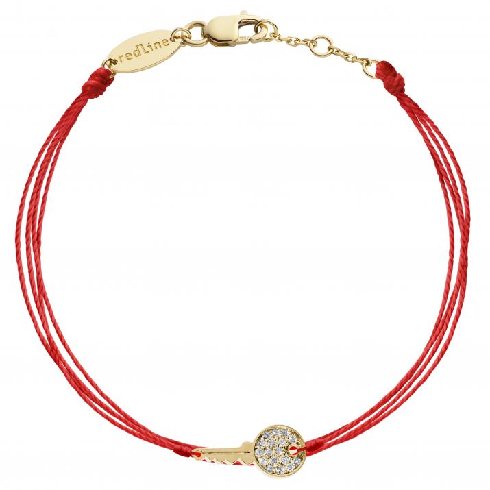Multistring Bracelet For Women with 0.085ct Round Diamond in Yellow Gold Pavé Setting - Redline