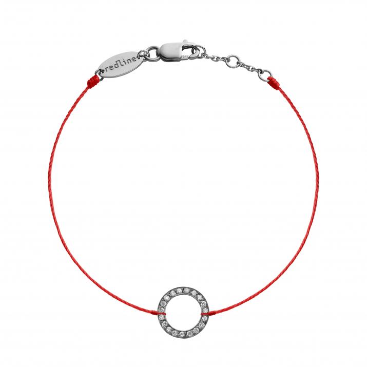 String Bracelet For Women with 0.10ct Round Diamond in Black Gold Bezel Setting - Redline