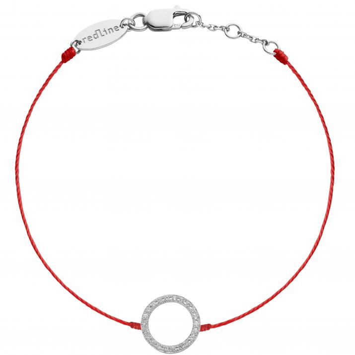 String Bracelet For Women with 0.16ct Round Diamond in White Gold Pavé Setting - Redline - 0++