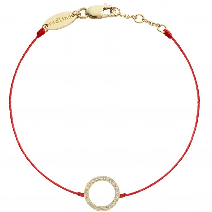 String Bracelet For Women with 0.16ct Round Diamond in Yellow Gold Pavé Setting - Redline - 0++