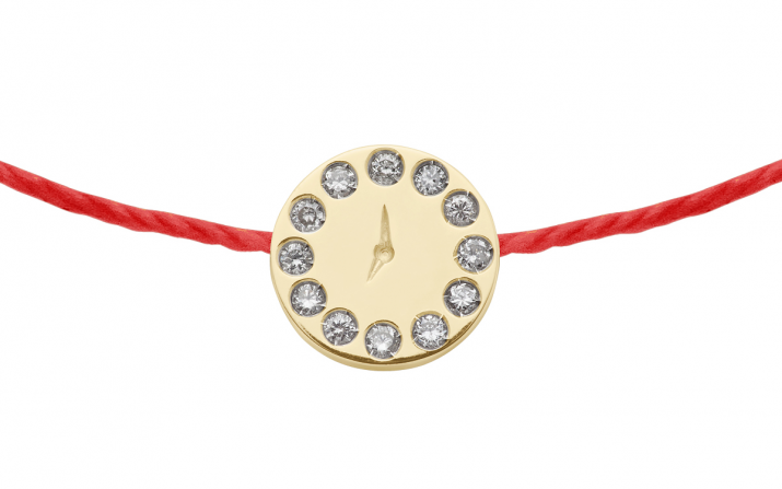String Bracelet For Women with 0.06ct Round Diamond in Yellow Gold Pavé Setting - Redline - 0++