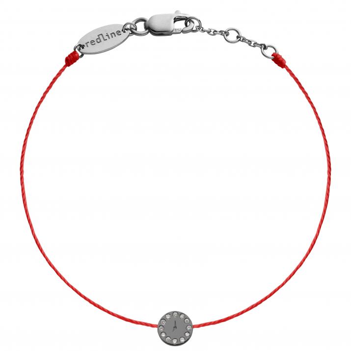 String Bracelet For Women with 0.06ct Round Diamond in Black Gold Pavé Setting - Redline - 0++