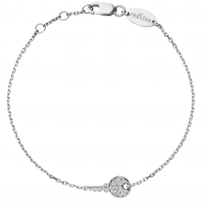 Chain Bracelet For Women with 0.085ct Round Diamond in White Gold Pavé Setting - Redline