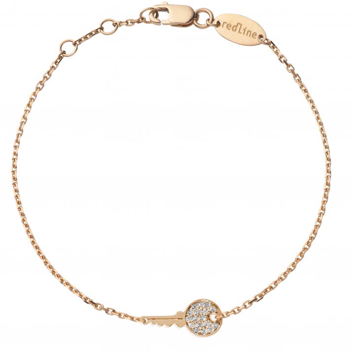 Chain Bracelet For Women with 0.085ct Round Diamond in Rose Gold Pavé Setting - Redline
