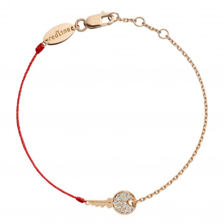 String-Chain Bracelet For Women with 0.085ct Round Diamond in Rose Gold Pavé Setting - Redline