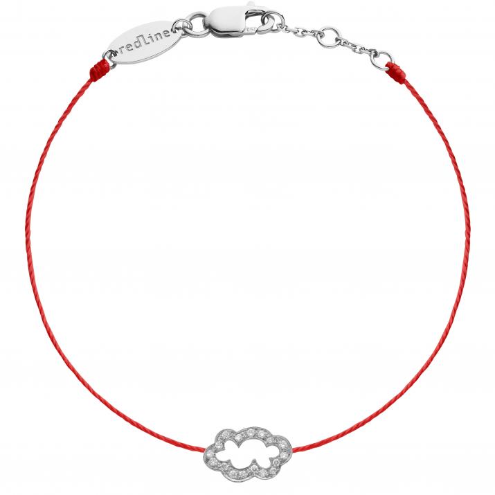 String Bracelet For Women with 0.09ct Round Diamond in White Gold Pavé Setting - Redline - 0++