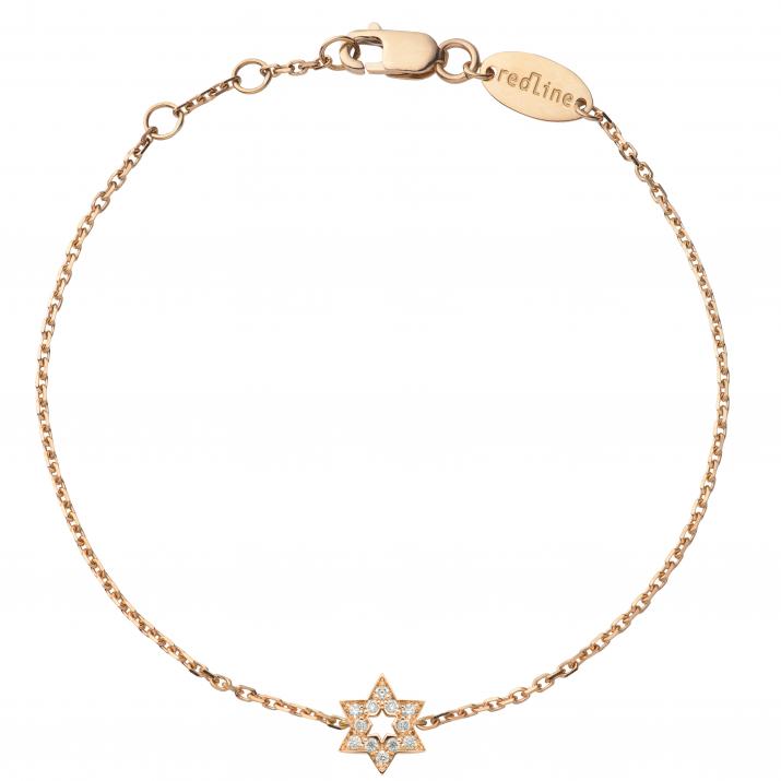 Chain Bracelet For Women with 0.06ct Round Diamond in Rose Gold Pavé Setting - Redline - 0++