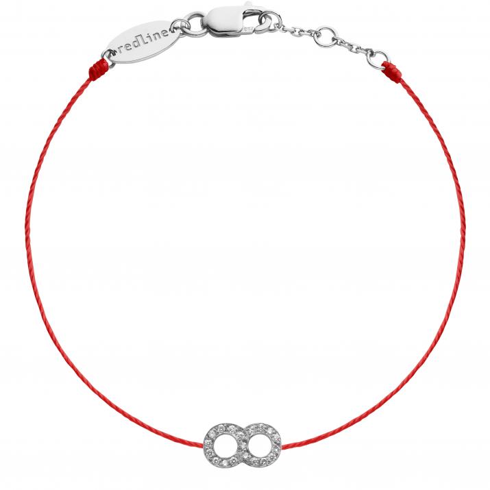String Bracelet For Women with 0.10ct Round Diamond in White Gold Pavé Setting - Redline