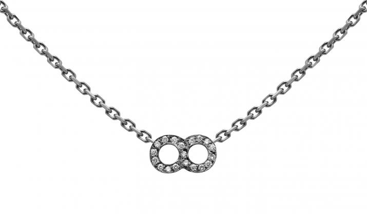 Chain Necklace For Women with 0.10ct Round Diamond in Black Gold Pavé Setting - Redline