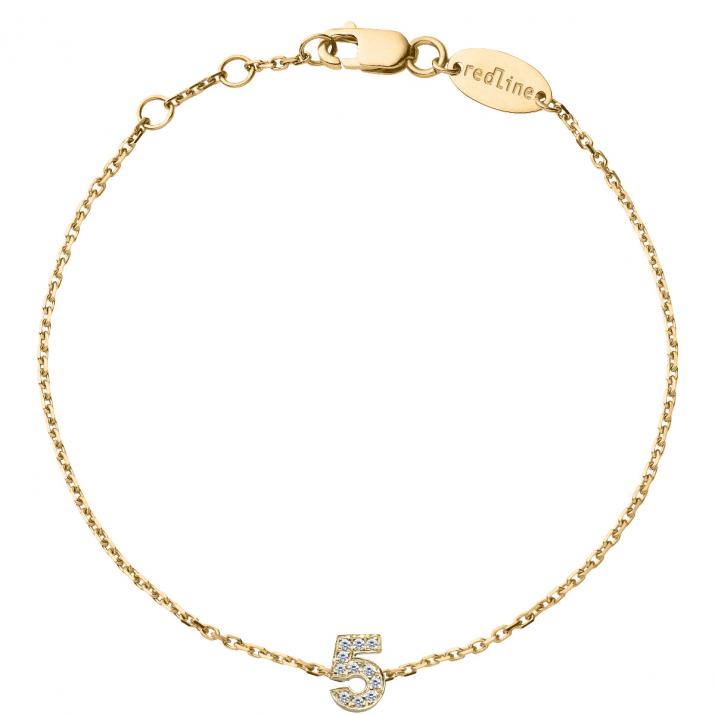 My Number pavé diamonds Chain Bracelet Yellow Gold - Redline - 0++