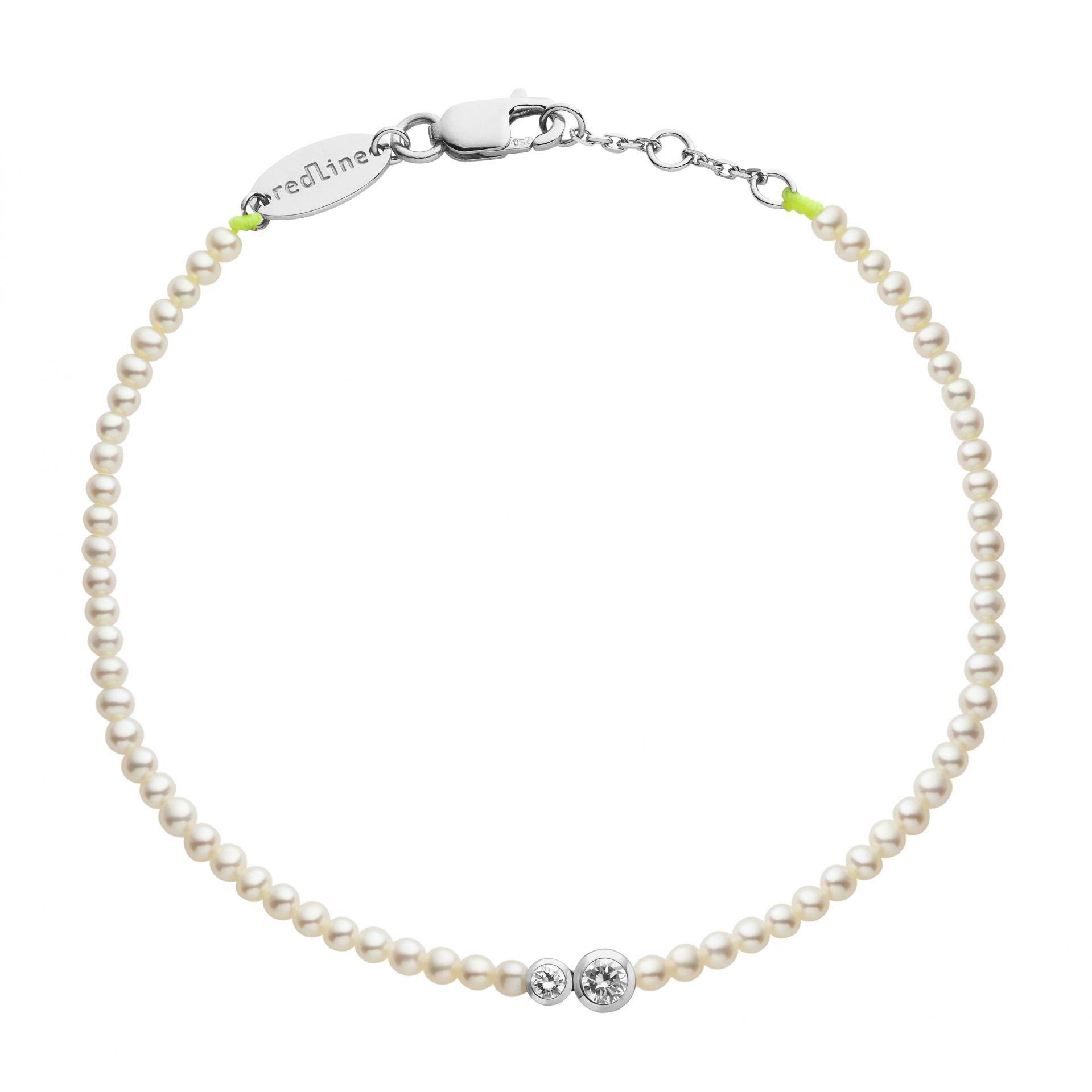 Redline Jewerly Diamond & Pearl Infinite (S) String Bracelet For Women with 0.15ct Round